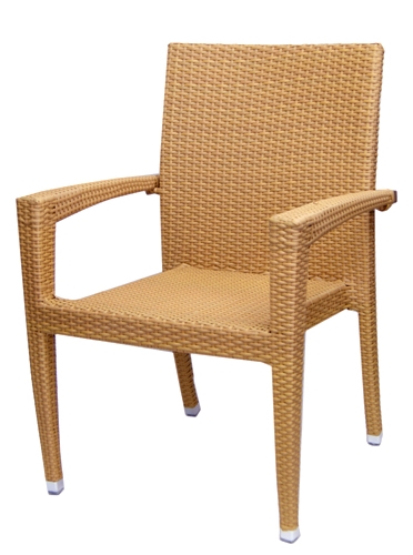 Wicker Honey Arm Chair w Cuffs