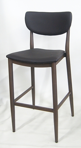 Black Upholstered Bar Stool  Walnut Frame