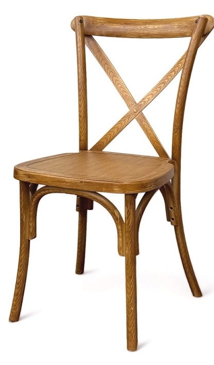 Cross Back Oak Resin {Plastic} Outdoor Chair