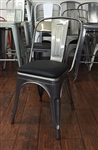 Pewter Glossy Industrial Metal Chair Padded Seat