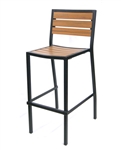 Teak Natural w/Black Streaks Black Frame Bar Stools