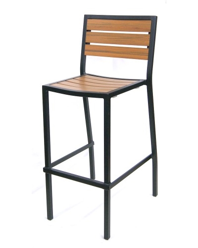 Teak Natural w/Black Streaks Black Frame Bar Stools