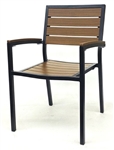 Teak Arm Chair w Pecan Aluminum Slats Black Frame