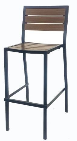 Pecan Aluminum Teak Slats Arm Chair w/ Black Frame