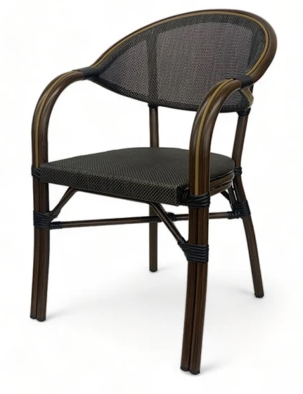 Dark Brown Arm Chair Textilene Mesh Weave