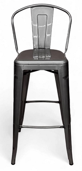 Industrial Pewter Glossy Metal Bar Stools w/Fully Welded Construction