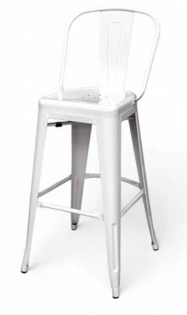 Industrial White Metal Bar Stools w/Fully Welded Construction