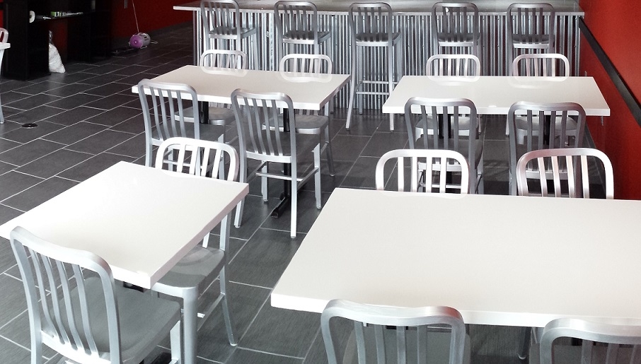 White Resin Glossy Restaurant Tabletops