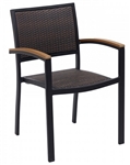 Java Woven Wicker Black Dining Stacking Arm Chair