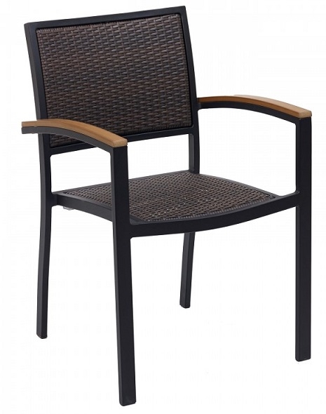 Java Woven Wicker Black Dining Stacking Arm Chair