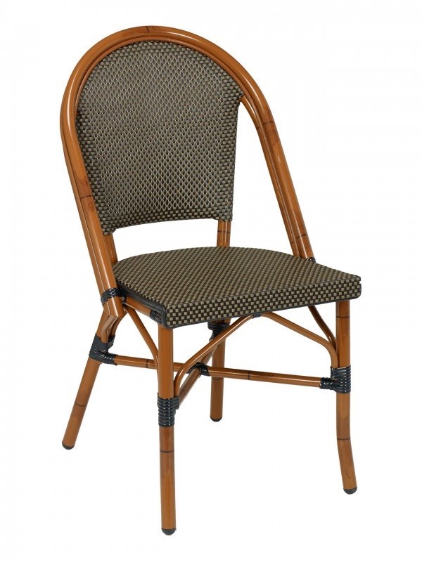 Rattan w/ Sling Mesh Weave Chair: Black/Brown