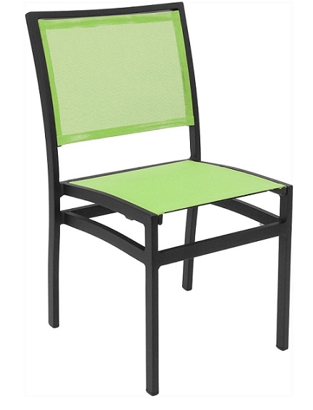 Outdoor Sling Mesh:  Green/Black Frame Patio Dining Chairs