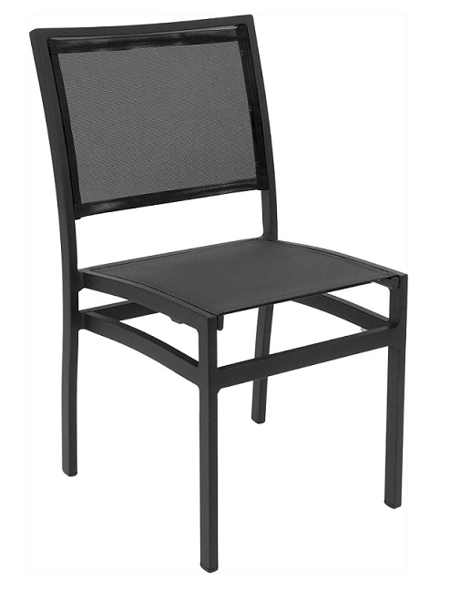 Outdoor Batyline Sling:  Black/Black Frame Patio Dining Chairs