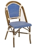 Rattan Aluminum Bistro Chair with Glossy Blue/Ivory weave