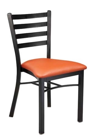 Metal Ladder Back Restaurant Stacking Chair with upholstered seat