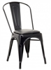 Industrial Metal Chair, Black Clear Finish, Black Padded Seat, foot glides