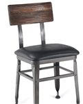 Metal Industrial Chair Wood and Padded Seat