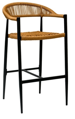 Rope Wicker Outdoor Arm Bar Stool