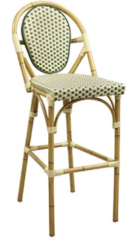 Rattan Beige / Green Bar Stool