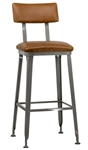 Metal Industrial Bar Stool: Padded Seat/ Back