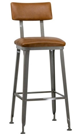 Metal Industrial Bar Stool: Padded Seat/ Back