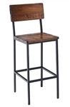 Reclaimed Wood Black Metal Industrial Bar Stool