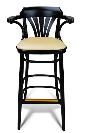 Bent Wood Bar Stool Fan Back Arm Padded