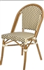 Rattan Bistro Aluminum Chairs; Black & White  Dark Bamboo with Black/White "High Density" weave