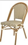 Rattan Bistro Aluminum Chairs; Black & White  Dark Bamboo with Black/White "High Density" weave