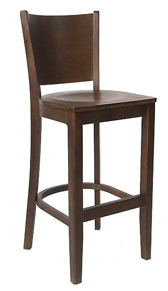 Wood  Grain Curved Back Bar Stool