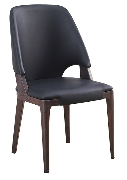 Upholstered Black Wood Grain Metal Chair