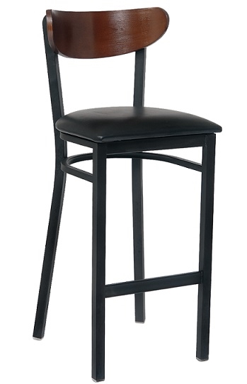 Black Metal Bar Stool with Padded Seat