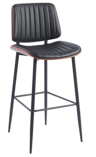 Modern Upholstered Channel Metal Bar Stool