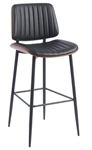 Modern Black Upholstered Channel Metal Bar Stool