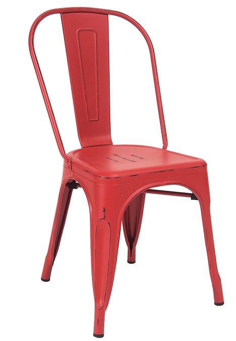 Distressed Antique Red Industrial Steel Chair