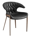 Upholstered Tuft Black Wood Grain Chair