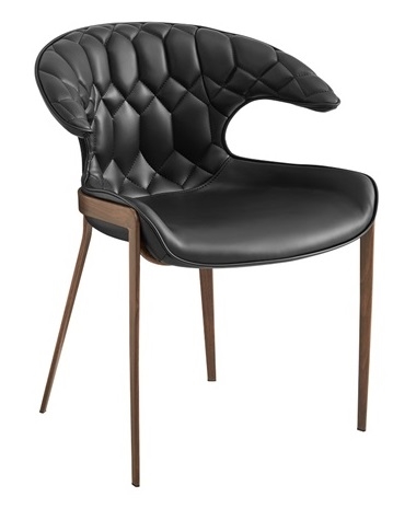 Upholstered Tuft Black Wood Grain Chair