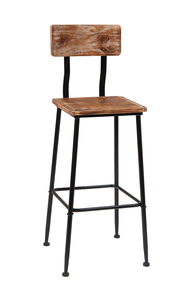 black and wood bar stools