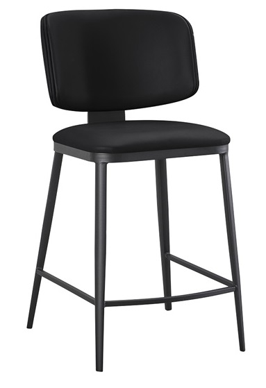 Upholstered Black Metal Bar Stool Vinyl Seating