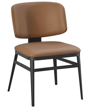 Upholstered Camel Vinyl Metal Chair