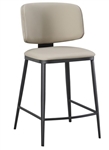 Upholstered Cream  Metal Bar Stool Vinyl Seating