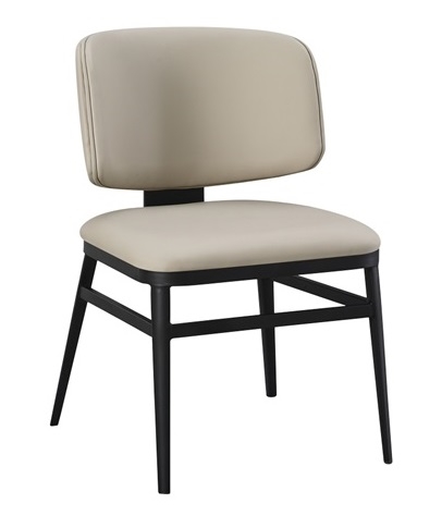 Upholstered Cream Vinyl Metal Chair