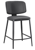 Upholstered Grey Metal Bar Stool Vinyl Seating