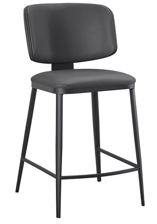 Upholstered Grey Metal Bar Stool Vinyl Seating