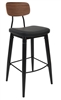 Walnut and Black Bar Stool w/ Padded Seat