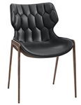 Upholstered Tuft Black Wood Grain Chair