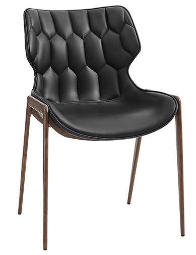 Upholstered Tuft Black Wood Grain Chair