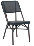 Rattan Black Mesh Weave Bistro Dining Chair with Walnut Frame