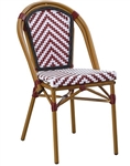 Burgundy /White Chevron Weave Rattan  Aluminum Chair
