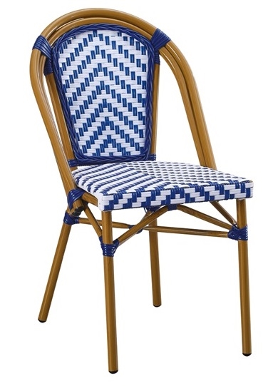 Navy White Rattan  Aluminum Chair